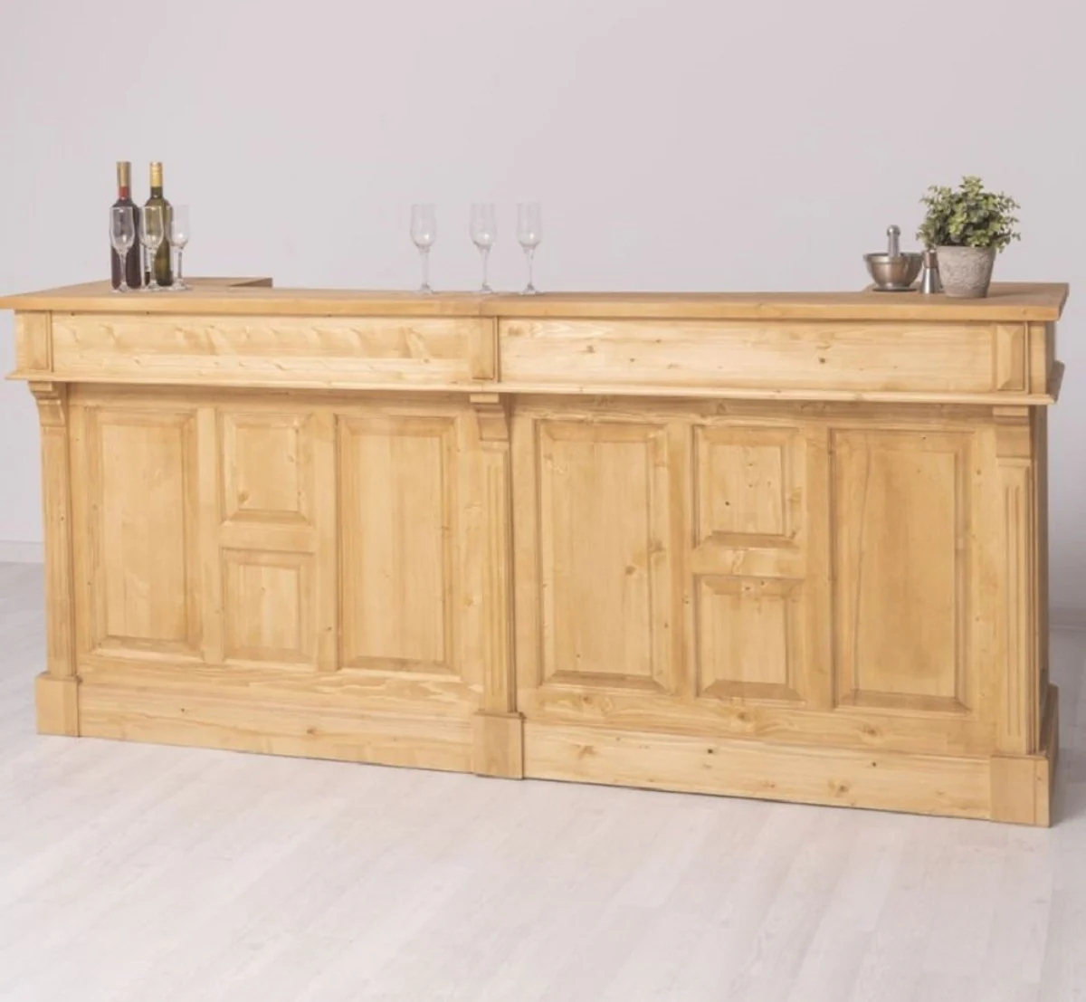 Casa Padrino barra de bar de estilo campestre natural 240 cm - Muebles de bar estilo campestre