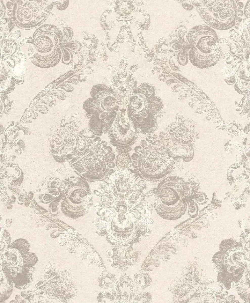 Casa Padrino papel pintado textil barroco crema / gris 10,05 x 0,53 m - Accesorios de Decoración de la Sala de Estar