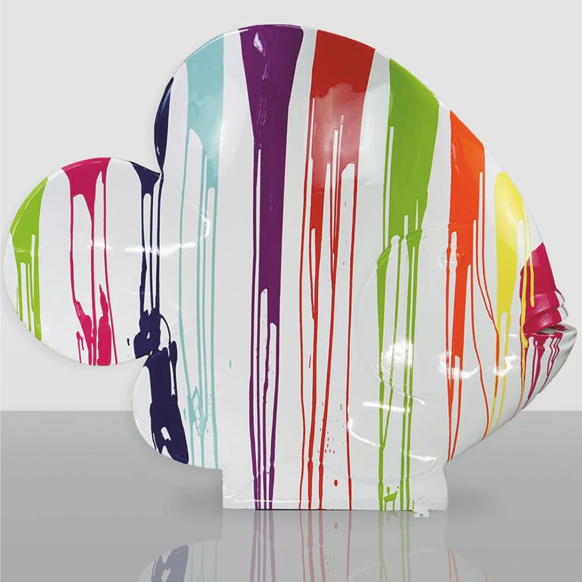 Casa Padrino escultura decorativa XXL pez blanco / colorido A. 110 cm - Figura decorativa