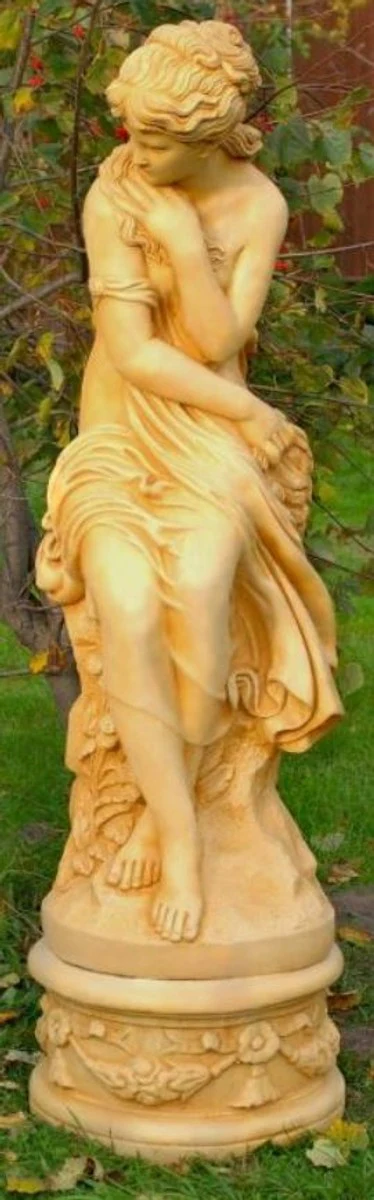 Casa Padrino Art Nouveau Escultura / Estatua Ø 45 x H. 160 cm - Figura de Decoración de Jardín con Base