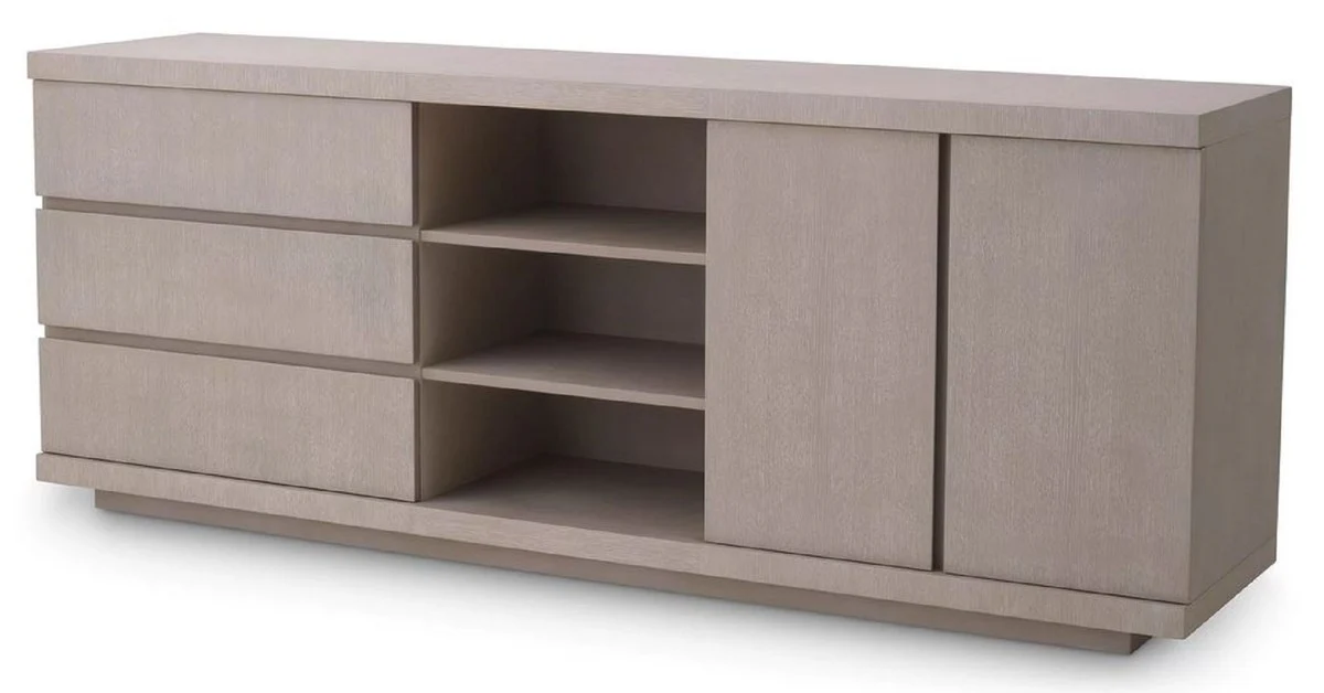 Casa Padrino Aparador de Lujo Gris 220 x 52,5 x A. 85,5 cm - Mueble de Madera Maciza con 3 Cajones y 2 Puertas - Muebles de Sal¨®n y Hotel - Calidad de Lujo