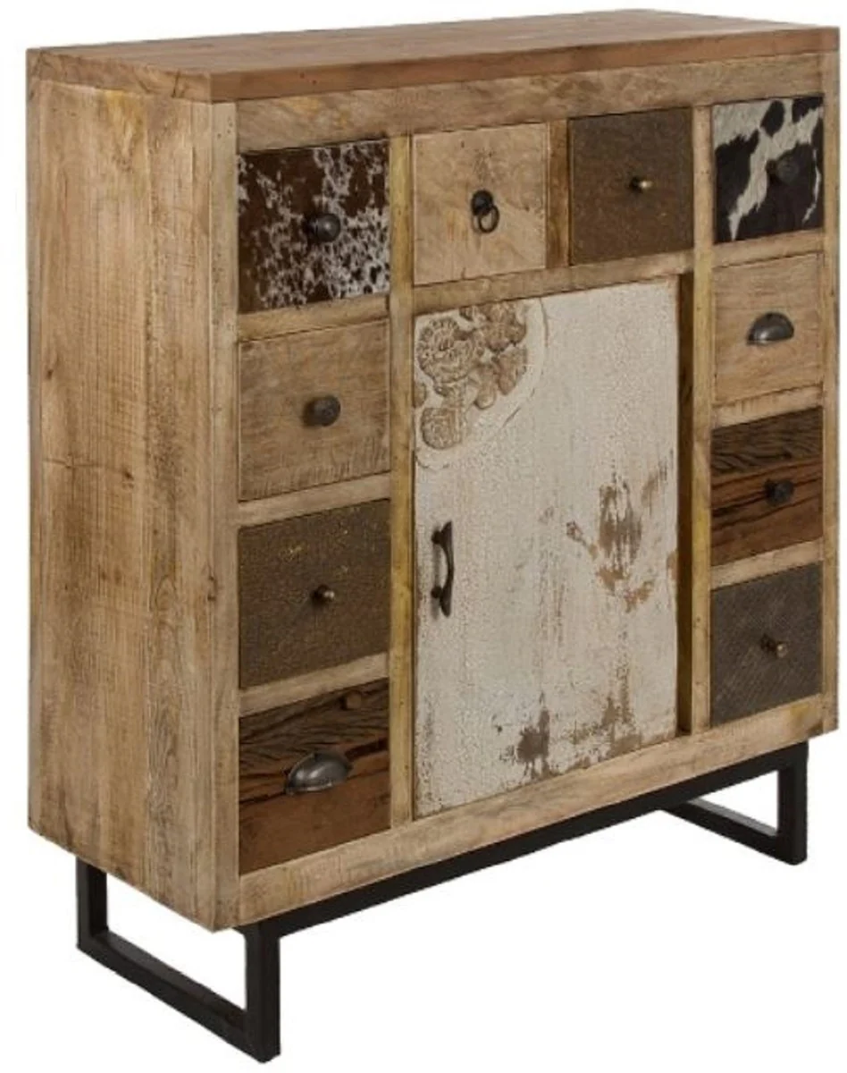 Casa Padrino aparador de estilo campestre con puerta y 10 cajones natural / multicolor 85 x 32 x H. 103 cm - Muebles de Sal¨®n de Estilo Campestre
