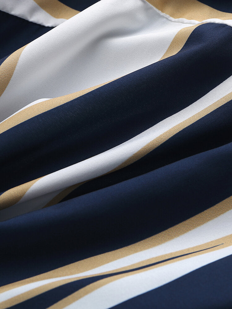 Wave Stripes Shirts & Palm Tree Print Swim Shorts