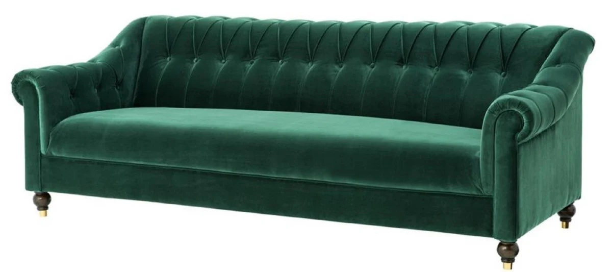 Casa Padrino sof¨¢ de la sala de estar Chesterfield de lujo verde / marr¨®n / oro 230 x 90 x H. 81,5 cm - Calidad de Lujo