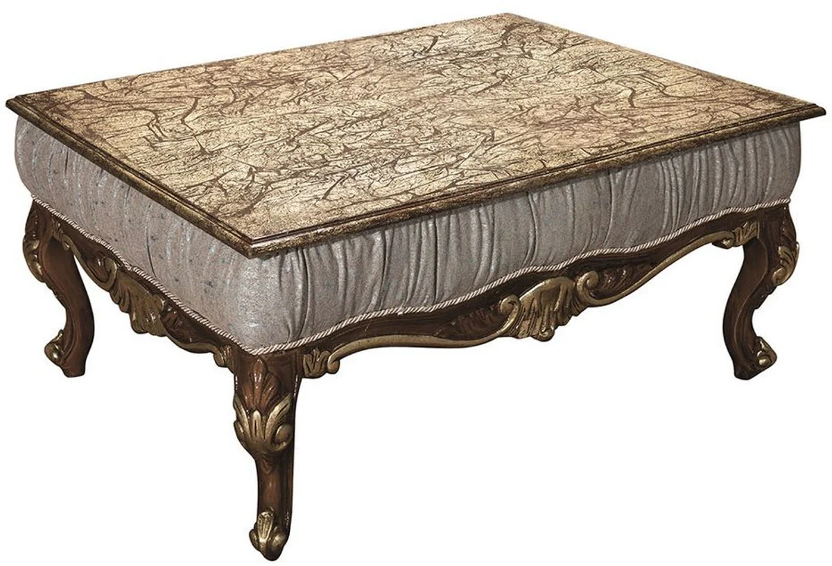 Casa Padrino conjunto de sala de estar barroco de lujo gris plata / marr¨®n / oro - 2 Sof¨¢s y 2 Sillones y 1 Mesa de Centro - Muebles de Sala - Noble y Adornado