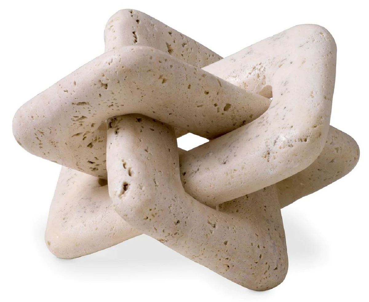 Casa Padrino objeto decorativo de piedra natural travertino de lujo beige 22 x 21,5 x A. 13 cm - Decoración de sala de estar - Decoración de escritorio - Colección de lujo