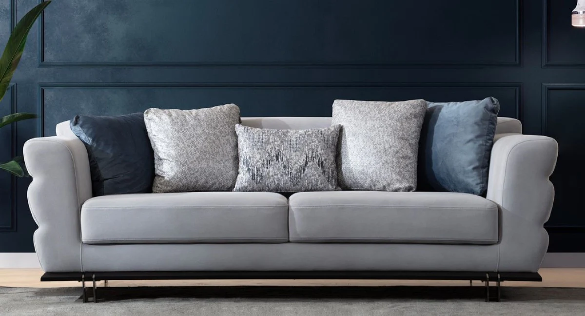 Casa Padrino sof¨¢ de lujo gris / negro 230 x 102 x A. 88 cm - Sof¨¢ de sal¨®n - Sof¨¢ de hotel - Muebles de sal¨®n - Interiores de sal¨®n - Muebles de hotel - Muebles de lujo - Interiores de lujo