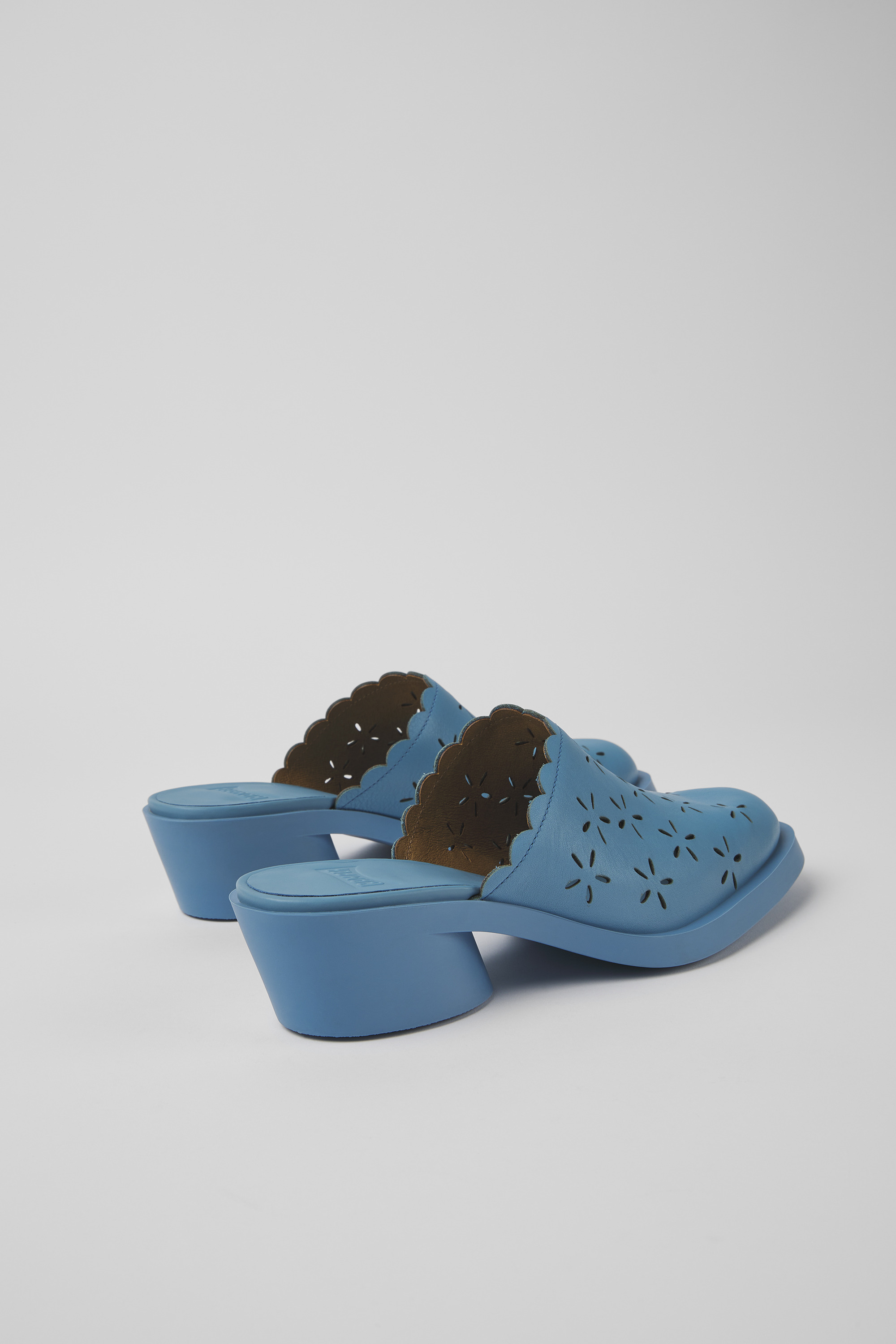 Bonnie - Blue leather mules for women