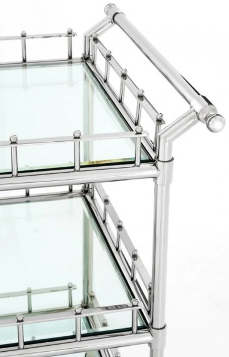 Casa Padrino luxury Bar Trolley Stainless Steel plated - cut glass - Luxury Hotel & Restaurant Furniture Trolley