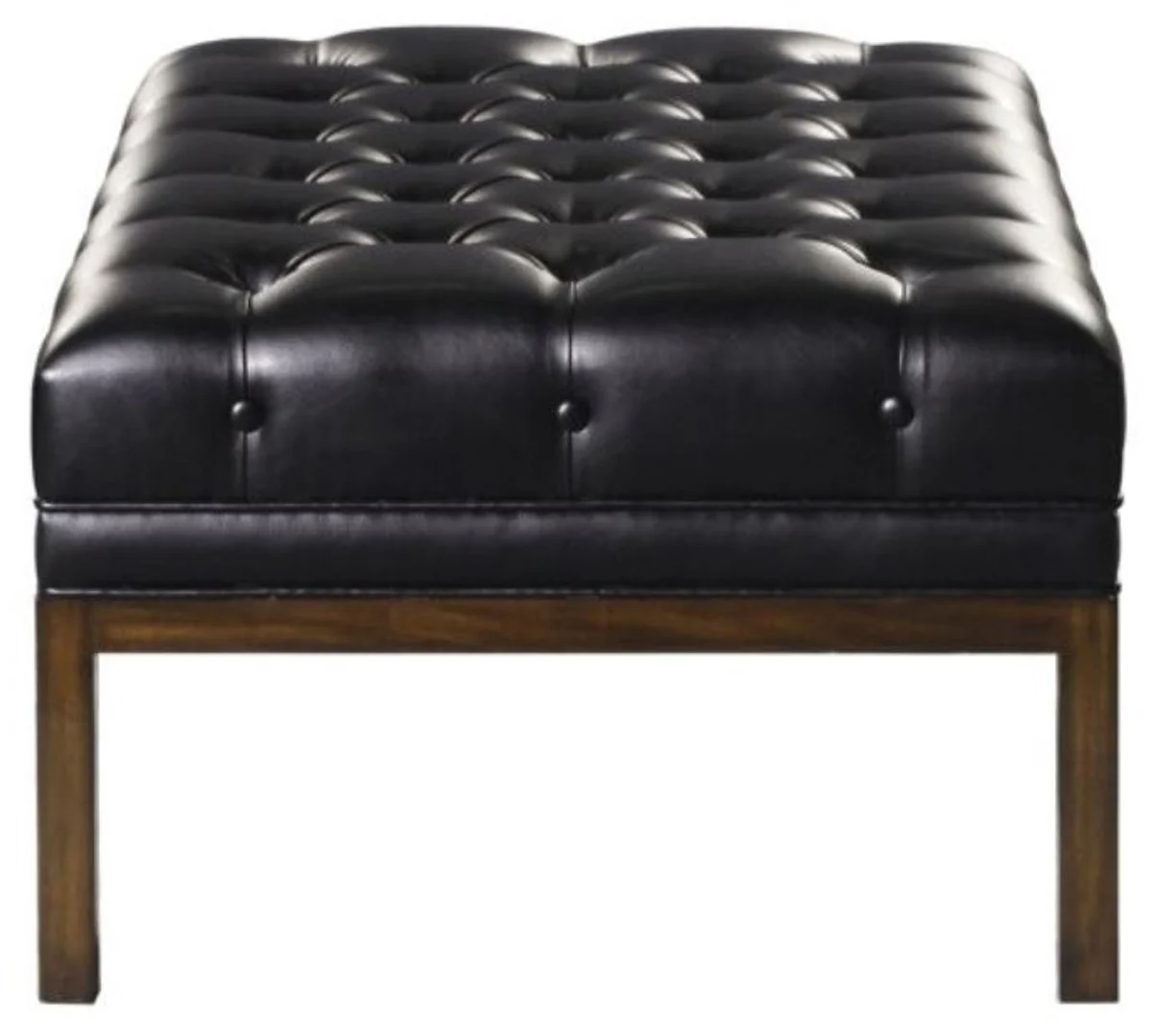 Cuero Genuino Otomano de Chesterfield Casa Padrino Negro / Marr¨®n 80 x 59 x H. 40 cm - Mobiliario de Hotel