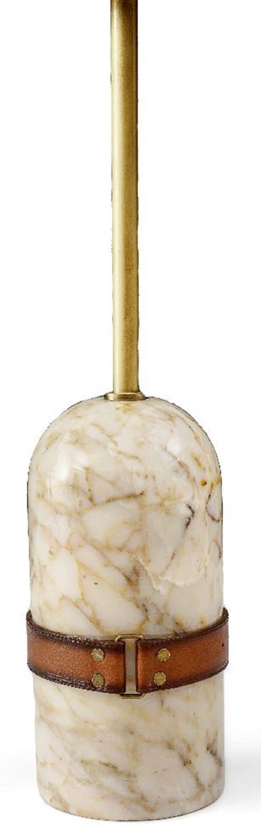 Casa Padrino mesa auxiliar de lujo marr¨®n / lat¨®n / crema ? 33,5 x A. 61 cm - Mesa redonda con base de m¨¢rmol - Muebles de sal¨®n - Muebles de lujo