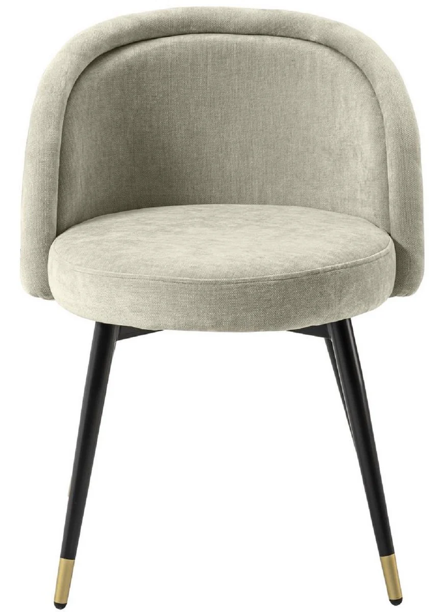 Casa Padrino conjunto de sillas de comedor de lujo arena / negro / lat¨®n 57,5 x 58 x A. 77 cm - Sillas de comedor nobles - Muebles de comedor de lujo