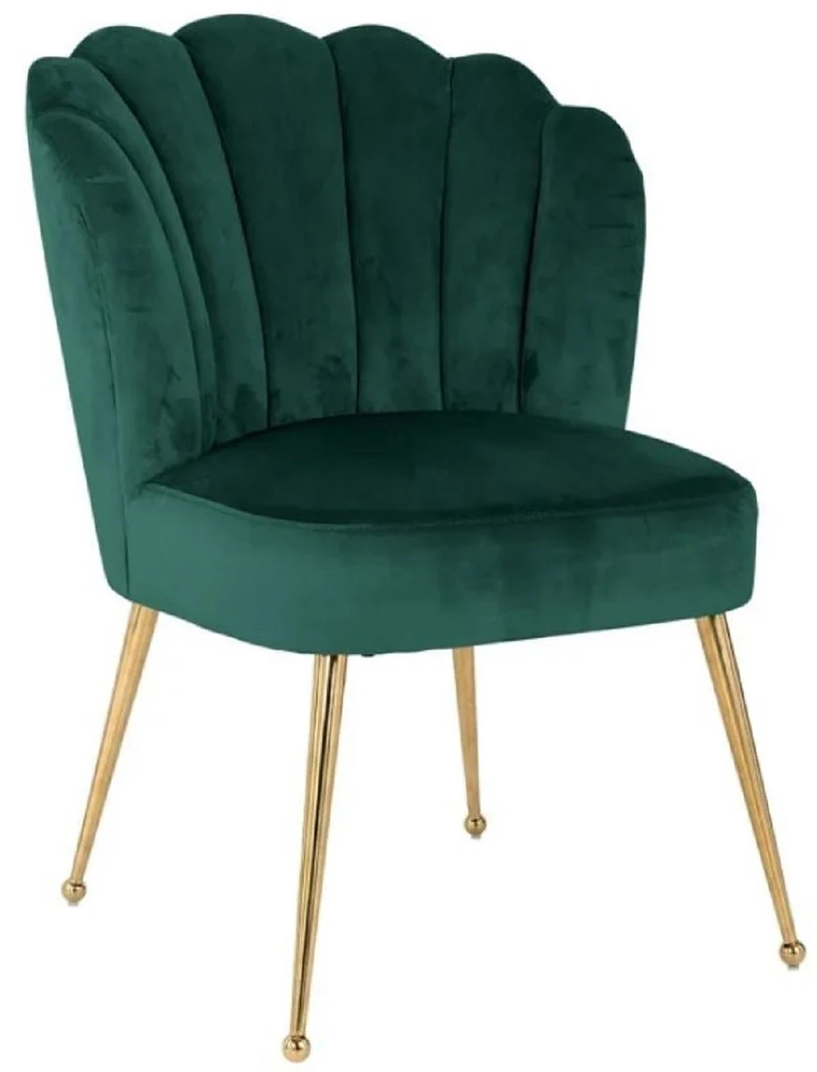 Casa Padrino silla de comedor de terciopelo de lujo verde / oro 66 x 64 x A. 86 cm - Silla de cocina con tela de terciopelo - Muebles de comedor - Muebles de cocina - Muebles de lujo