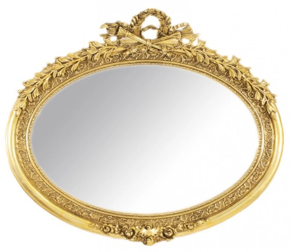 Casa Padrino luxury Baroque wall mirror Oval Gold 150 x 120 cm - solid and heavy - Golden Mirror