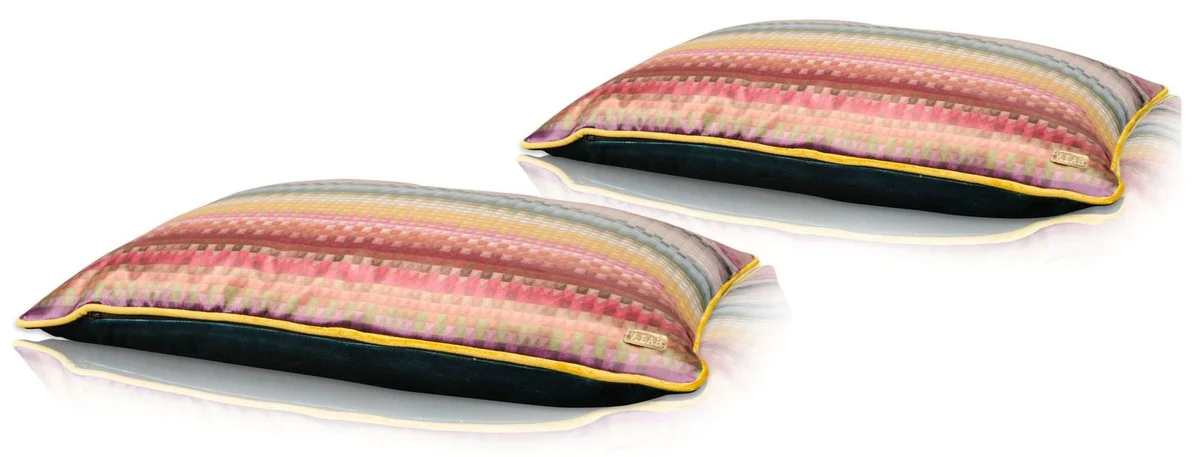 Casa Padrino decorativo cojín set de 2 de la sala de estar multicolores 60 x 40 cm - Colección de Lujo