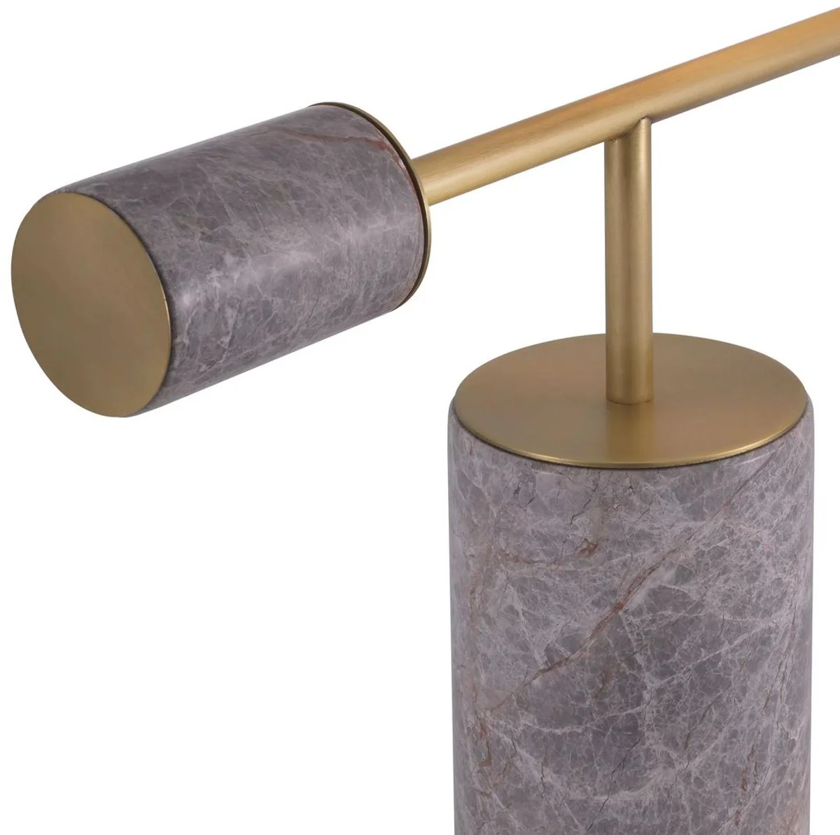 Casa Padrino lámpara de mesa de lujo latón antiguo / gris / blanco 51 x 20 x A. 62,5 cm - Lámpara de escritorio de mármol con pantalla de vidrio - Colección de Lujo