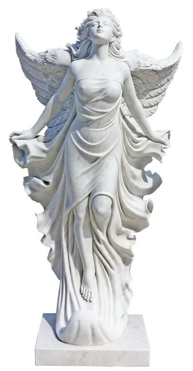 Casa Padrino Escultura de M¨¢rmol Deco Art Nouveau de Lujo ¨¢ngel Blanco A. 170 cm - Magn¨ªfico Jard¨ªn M¨¢rmol Deco Figura - Barroco y Art Nouveau Jard¨ªn M¨¢rmol Deco Accesorios - Noble y Magn¨ªfico