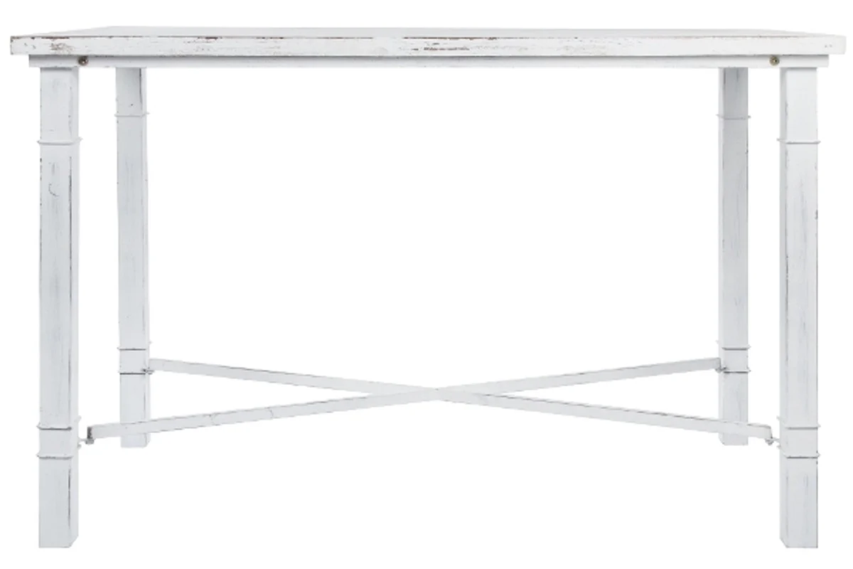 Casa Padrino Mesa de Comedor Estilo Rural Blanco Antiguo 100 x 50 x H. 70 cm - Mesa Shabby Chic Comedor