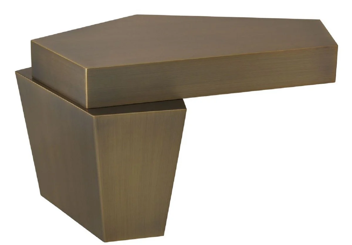 Casa Padrino mesa de centro de dise?o lat¨®n colores 82 x 52 x H. 45 cm - Mesa de Sala de Estar de Metal con Superficie de Lat¨®n Pulido y Relleno de Cemento - Calidad de Lujo