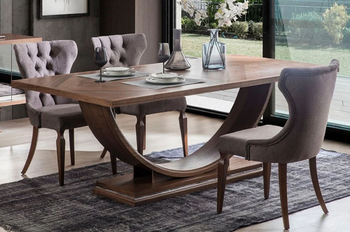 Casa Padrino mesa de comedor de lujo marr¨®n 220 x 103 x A. 76 cm - Mesa de cocina moderna de madera maciza - Muebles de comedor de madera maciza de lujo