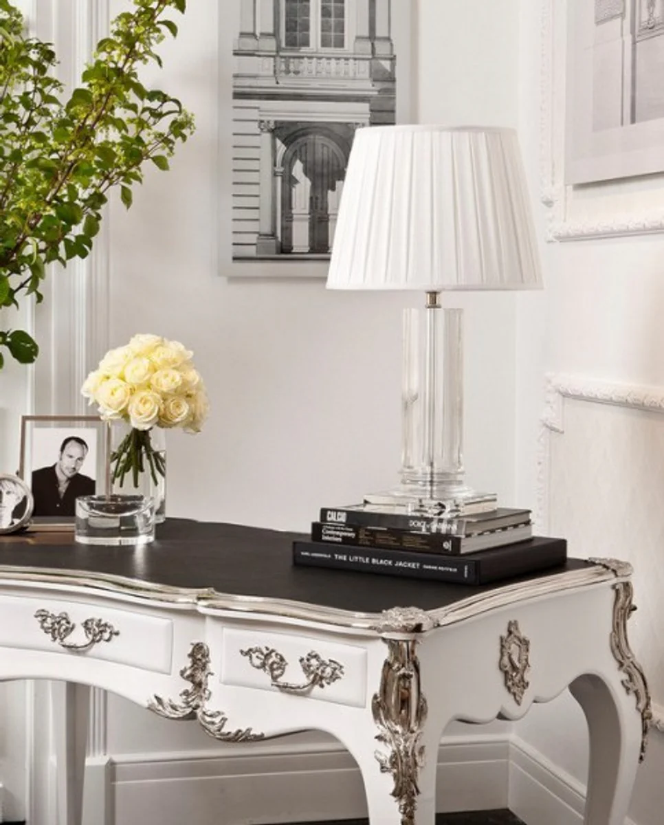 Casa Padrino luxury Baroque Desk White High Gloss Silver secretary