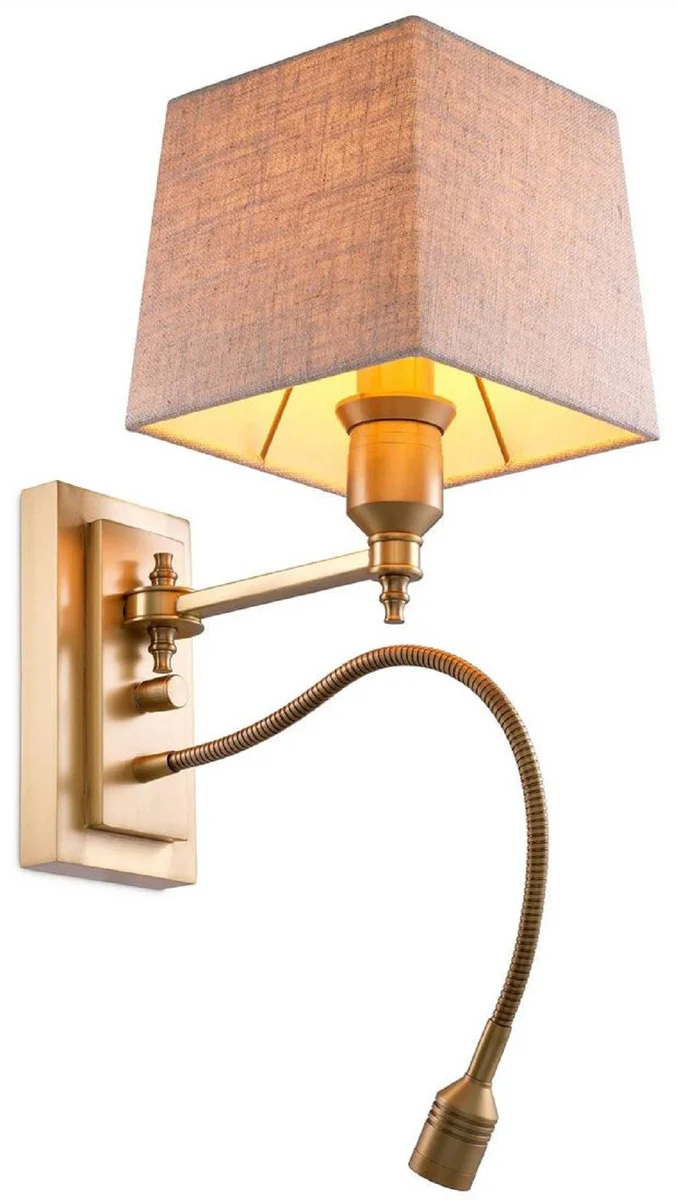 Casa Padrino lámpara de pared de lujo latón antiguo 14 x 25 x A. 30,5 cm - Lámpara de pared con luz de lectura LED giratoria - Luces de hotel - Luces de pared de lujo - Calidad de lujo