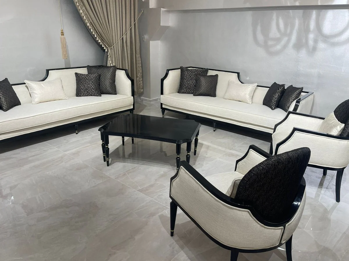 Casa Padrino mesa de centro Art Deco de lujo negro / oro - Mesa de sal¨®n rectangular - Muebles de sala de estar - Muebles Art Deco - Muebles de lujo - Interior de lujo - Interior de sala de estar