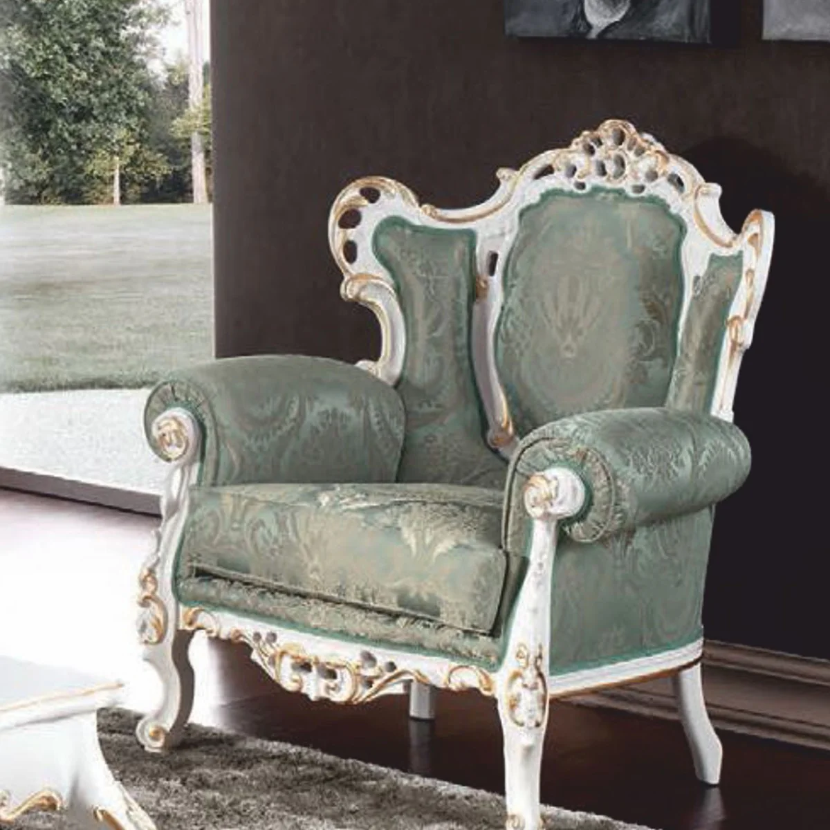 Casa Padrino sill¨®n de sal¨®n barroco de lujo verde / blanco / oro - Hecho en Italia