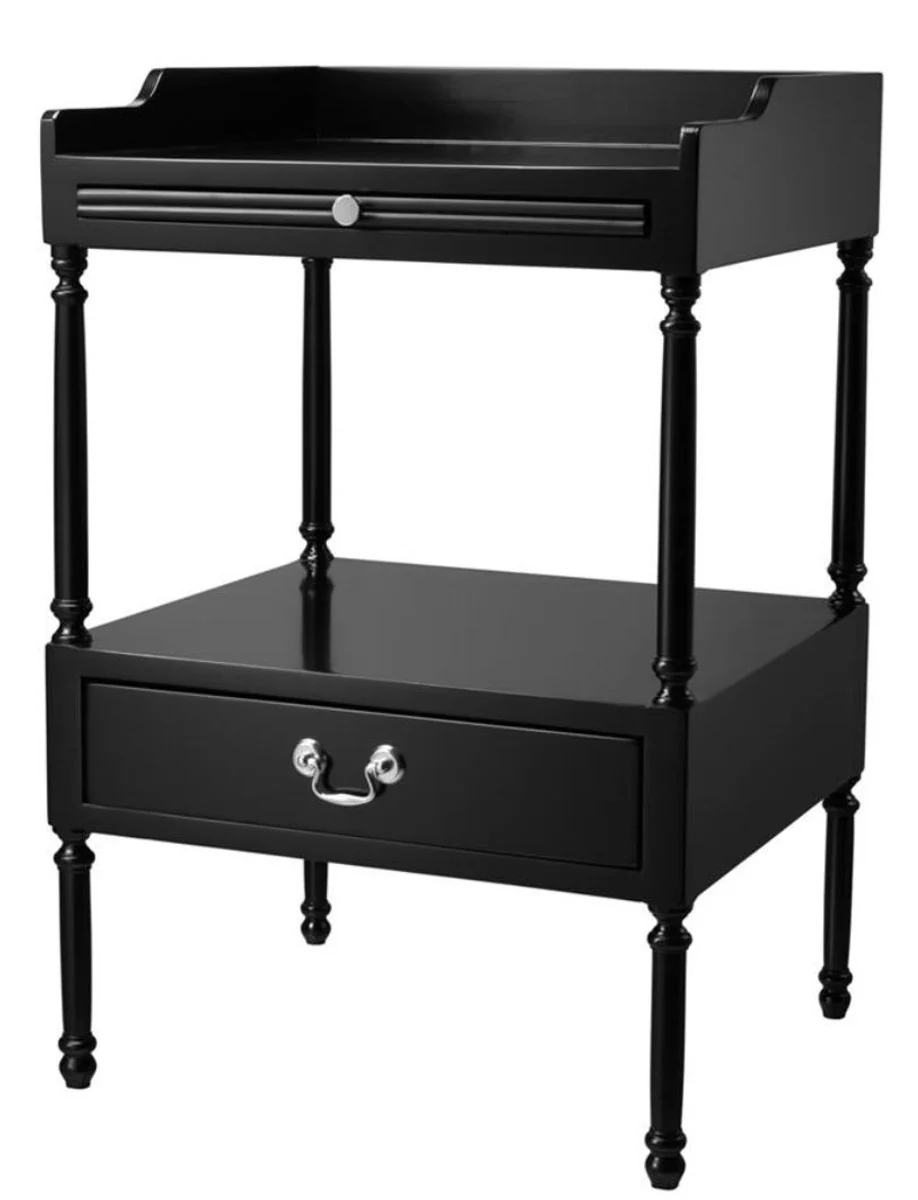Casa Padrino mesa auxiliar de centro de lujo negro / plata 48 x 42 x H. 73 cm - Muebles de Salón