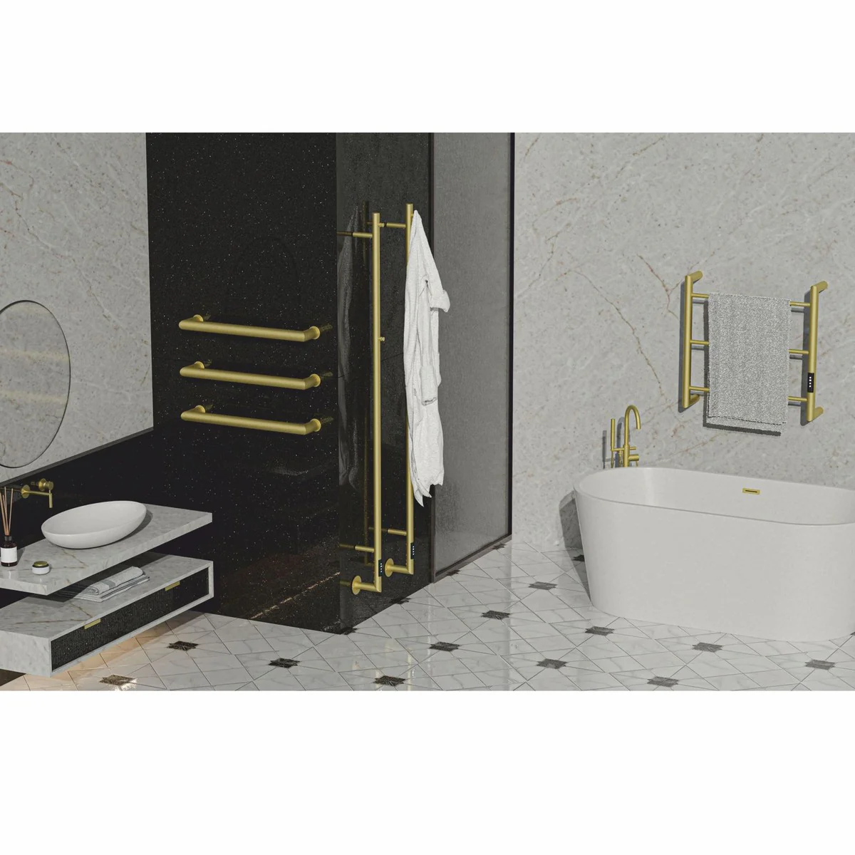 Casa Padrino Calentador de Toallas de Baño de Lujo Latón A. 170 cm - Radiador de baño eléctrico vertical