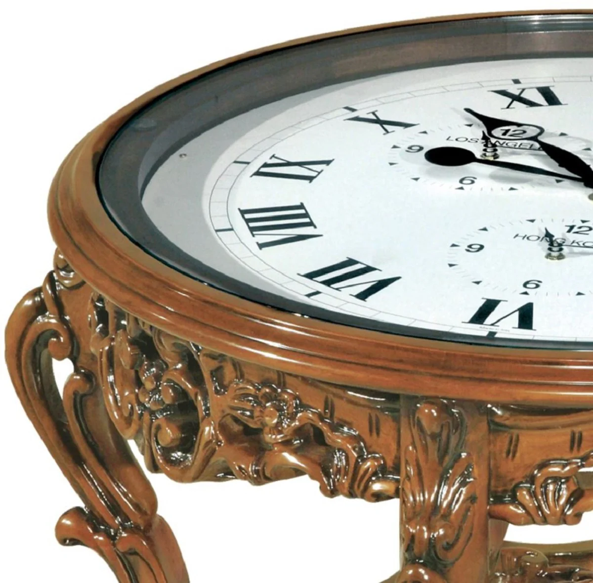 Casa Padrino mesa de centro barroco de lujo con reloj marr¨®n - Magn¨ªfica mesa de centro de estilo barroco - Muebles Barrocos - Noble y Magn¨ªfico - Calidad de lujo - Hecho en Italia