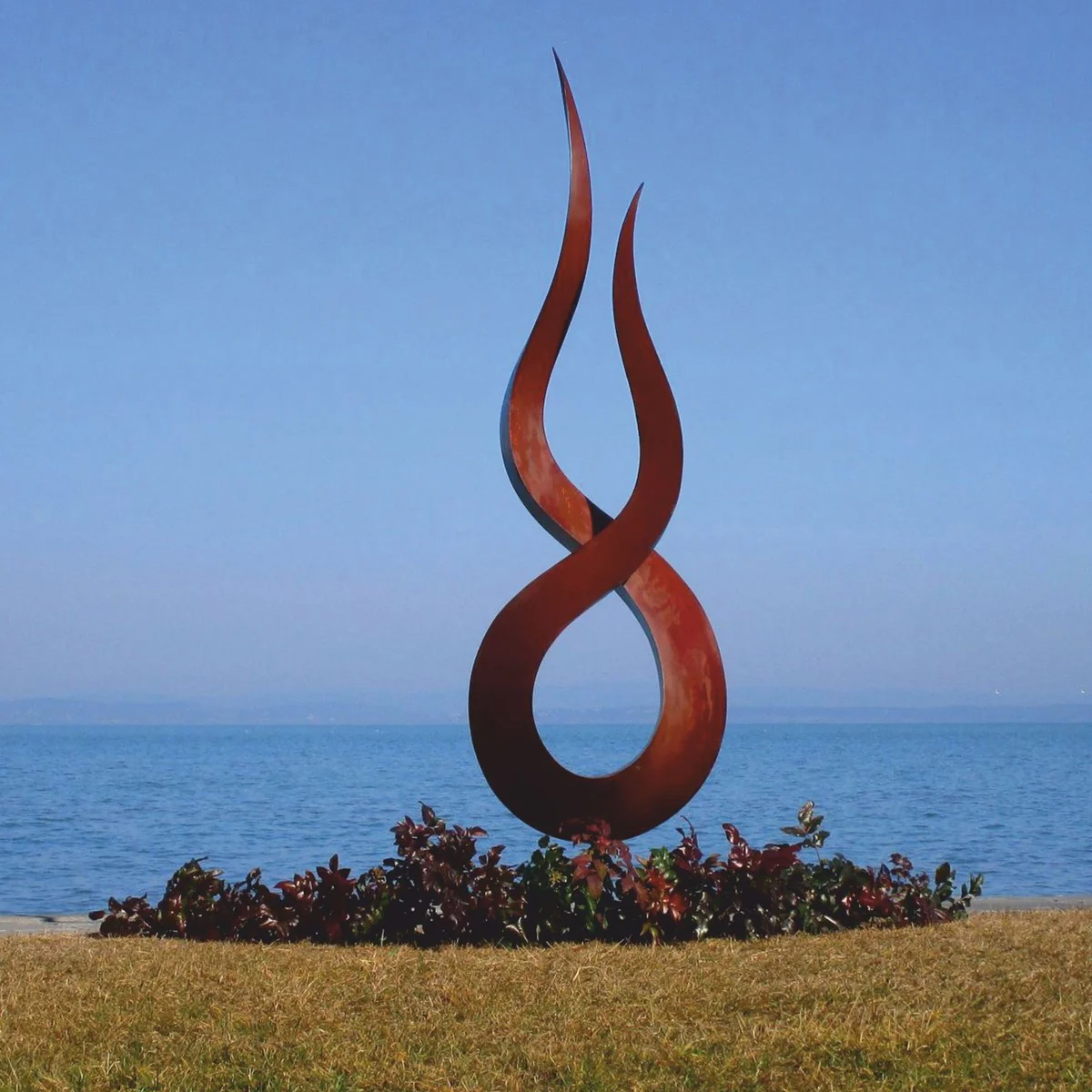 Casa Padrino escultura decorativa de jard¨ªn de acero de lujo llama ¨®xido A. 210 cm