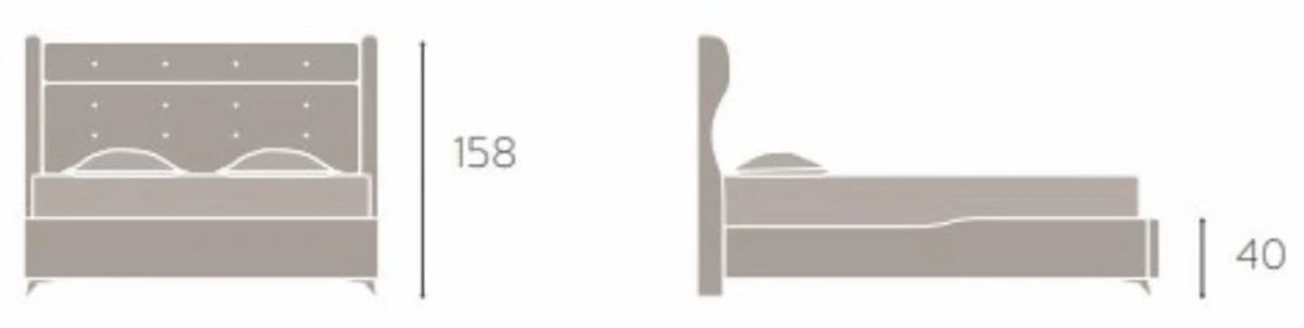 Casa Padrino conjunto de muebles de dormitorio barroco de lujo negro / crema / oro - Varios Tamaños - 1 Cama Doble Barroco con Colchón y 2 Mesitas de Noche Barroco - Muebles de Dormitorio Barrocos