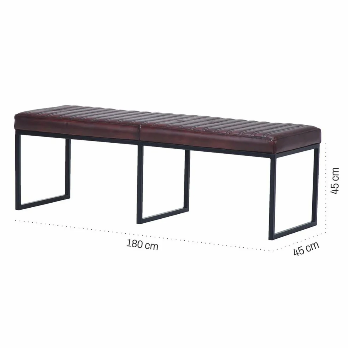 Casa Padrino banco de lujo de cuero genuino marrón oscuro / negro 180 cm - Muebles de cuero genuino