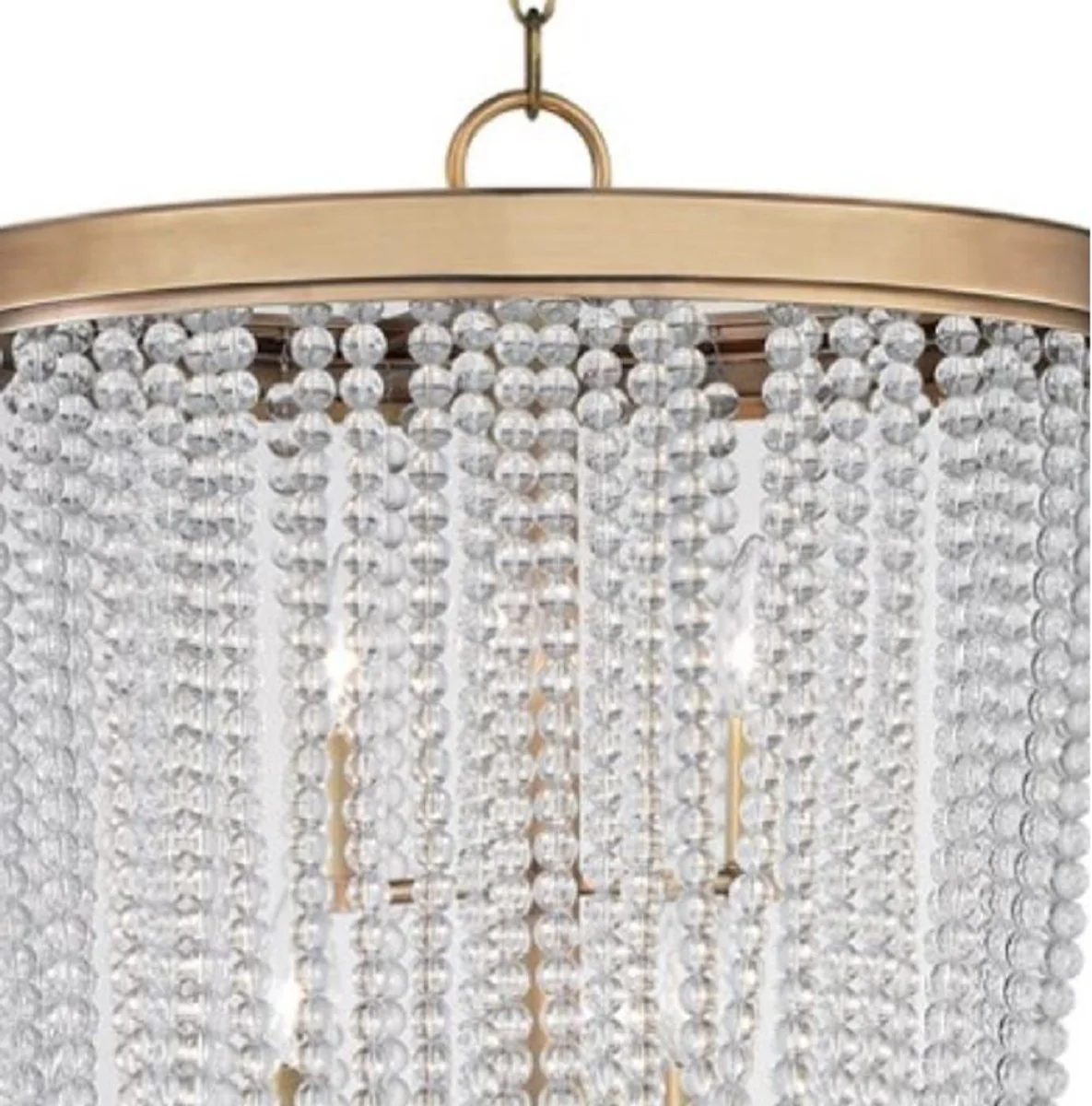 Casa Padrino lámpara colgante de lujo latón antiguo Ø 46,4 x H. 70,5 cm - Lámpara Colgante Redonda con Cristal