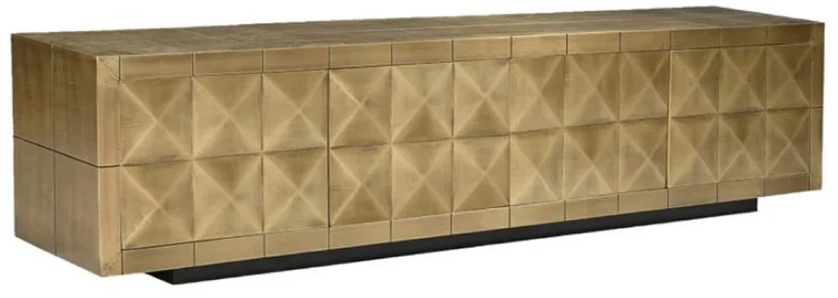 Casa Padrino gabinete de TV de lujo oro / negro 220 x 40 x A. 50 cm - Aparador de sal¨®n con 4 puertas - Muebles de sal¨®n - Muebles de lujo - Interiores de lujo