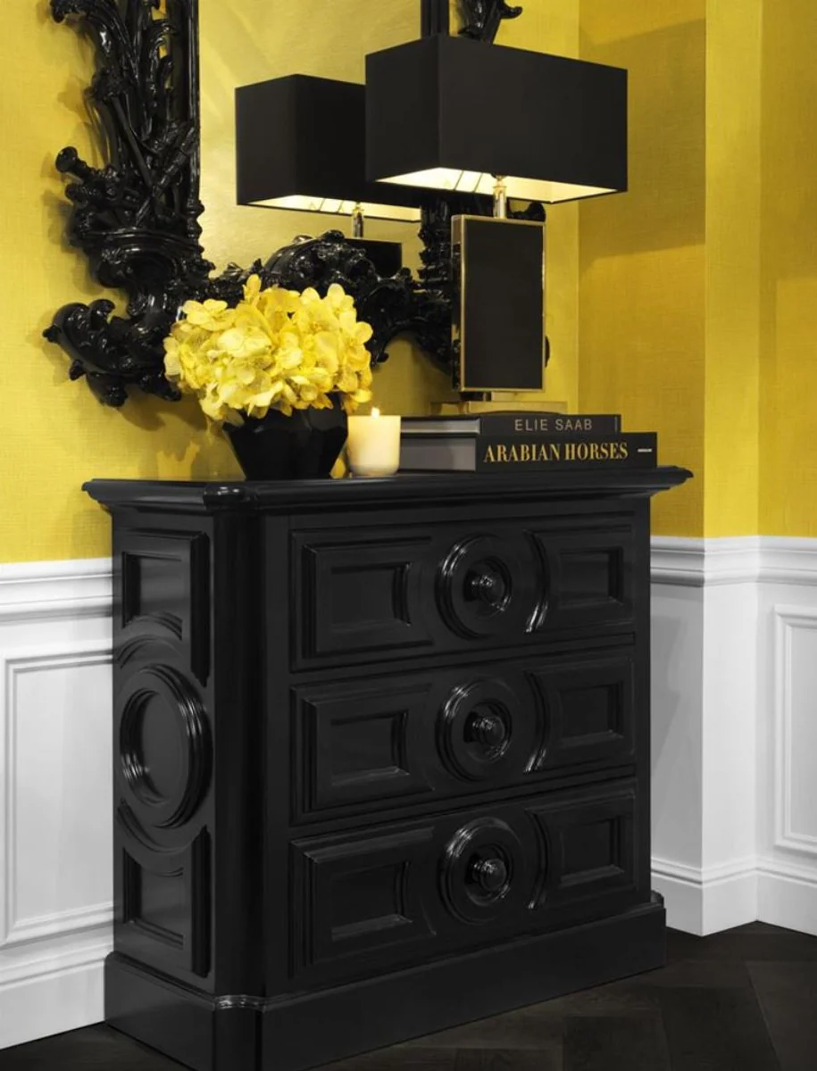 Casa Padrino lujo estilo barroco espejo de pared sala de estar negro 124 x H. 190 cm - Edici¨®n Limitada