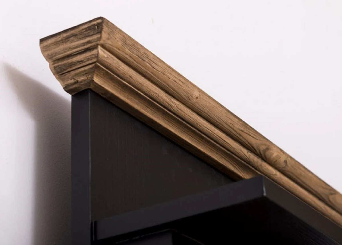 Casa Padrino armario de madera maciza estilo campestre negro / marrón 79 x 41 x A. 210 cm - Armario de pared - Armario de recibidor - Muebles de recibidor - Muebles de estilo campestre