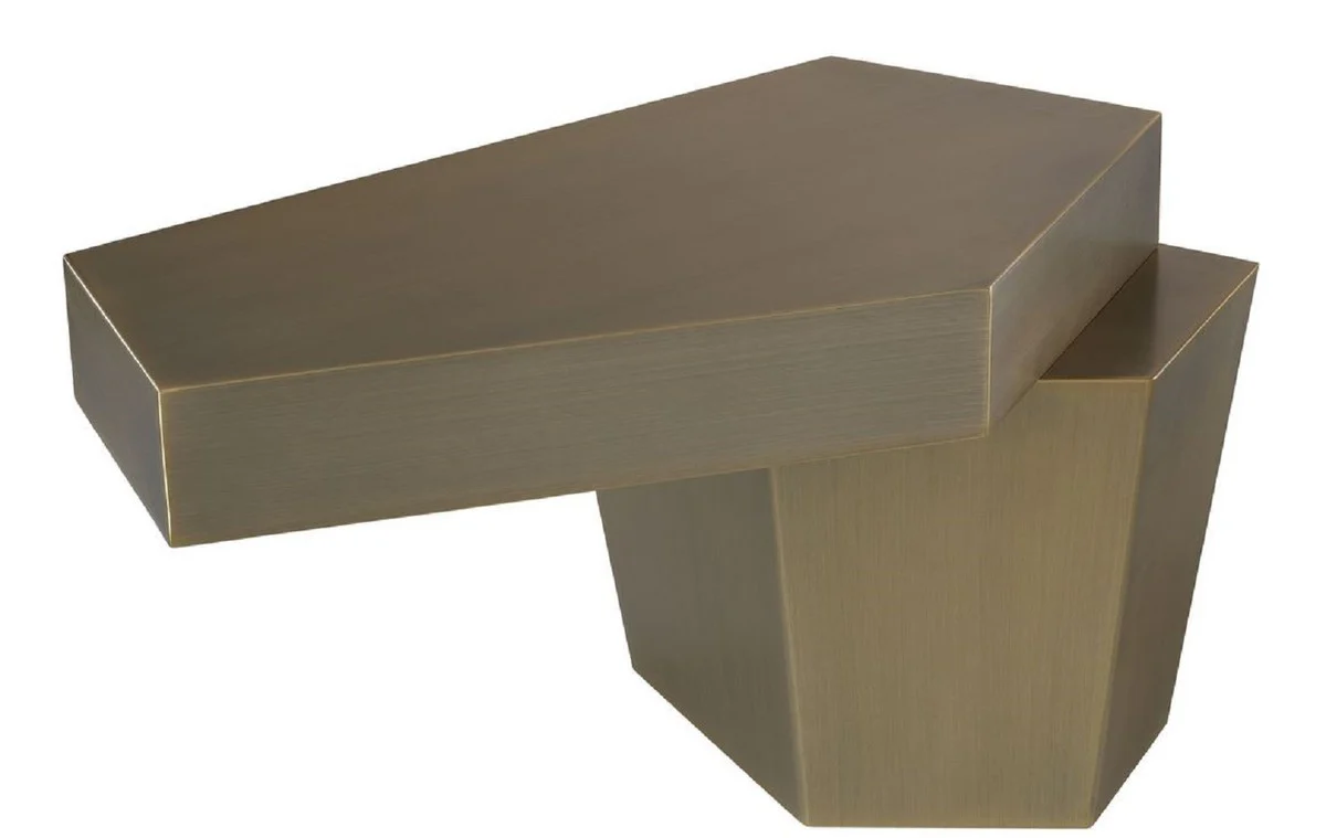 Casa Padrino mesa de centro de dise?o lat¨®n colores 82 x 52 x H. 45 cm - Mesa de Sala de Estar de Metal con Superficie de Lat¨®n Pulido y Relleno de Cemento - Calidad de Lujo