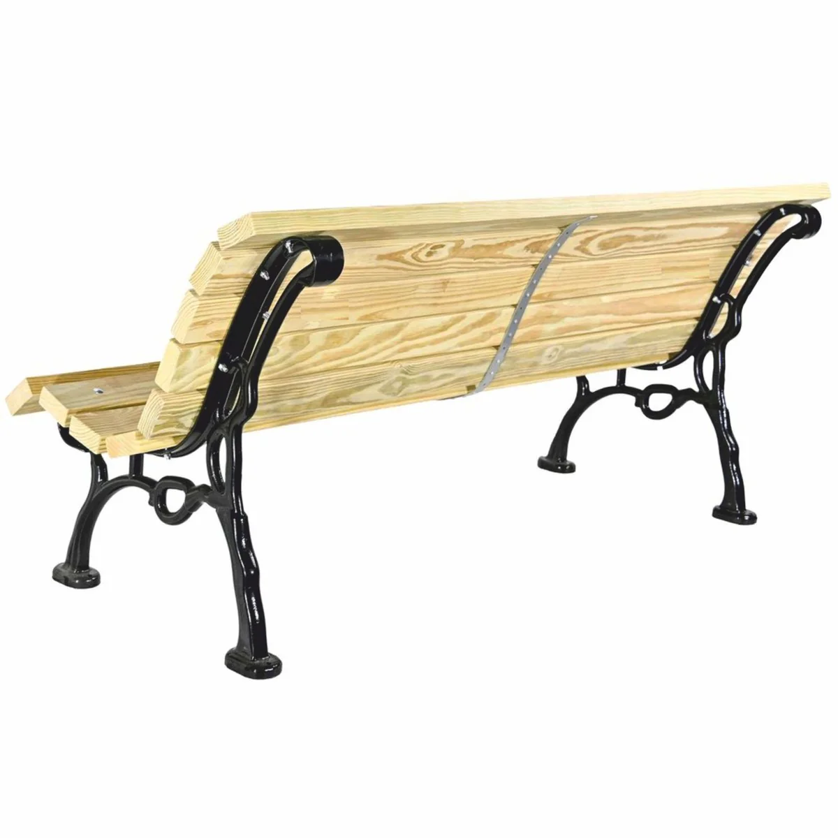 Casa Padrino banco de parque - Banco urbano natural / negro 180 cm - Muebles de jard¨ªn