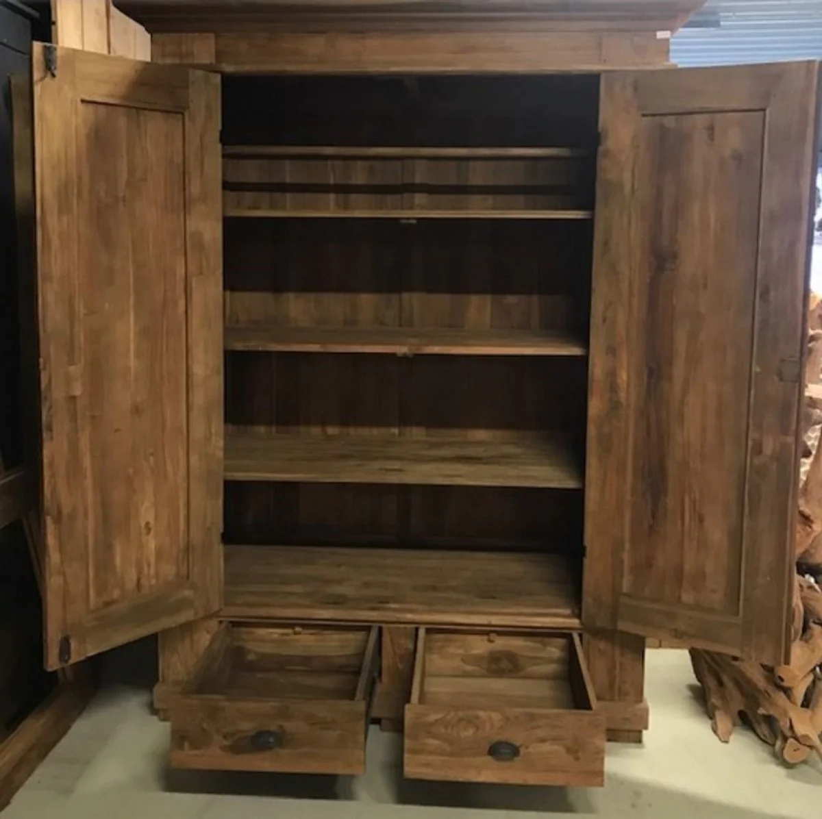 Casa Padrino armario de dormitorio de teca de estilo campestre marr¨®n 165 cm