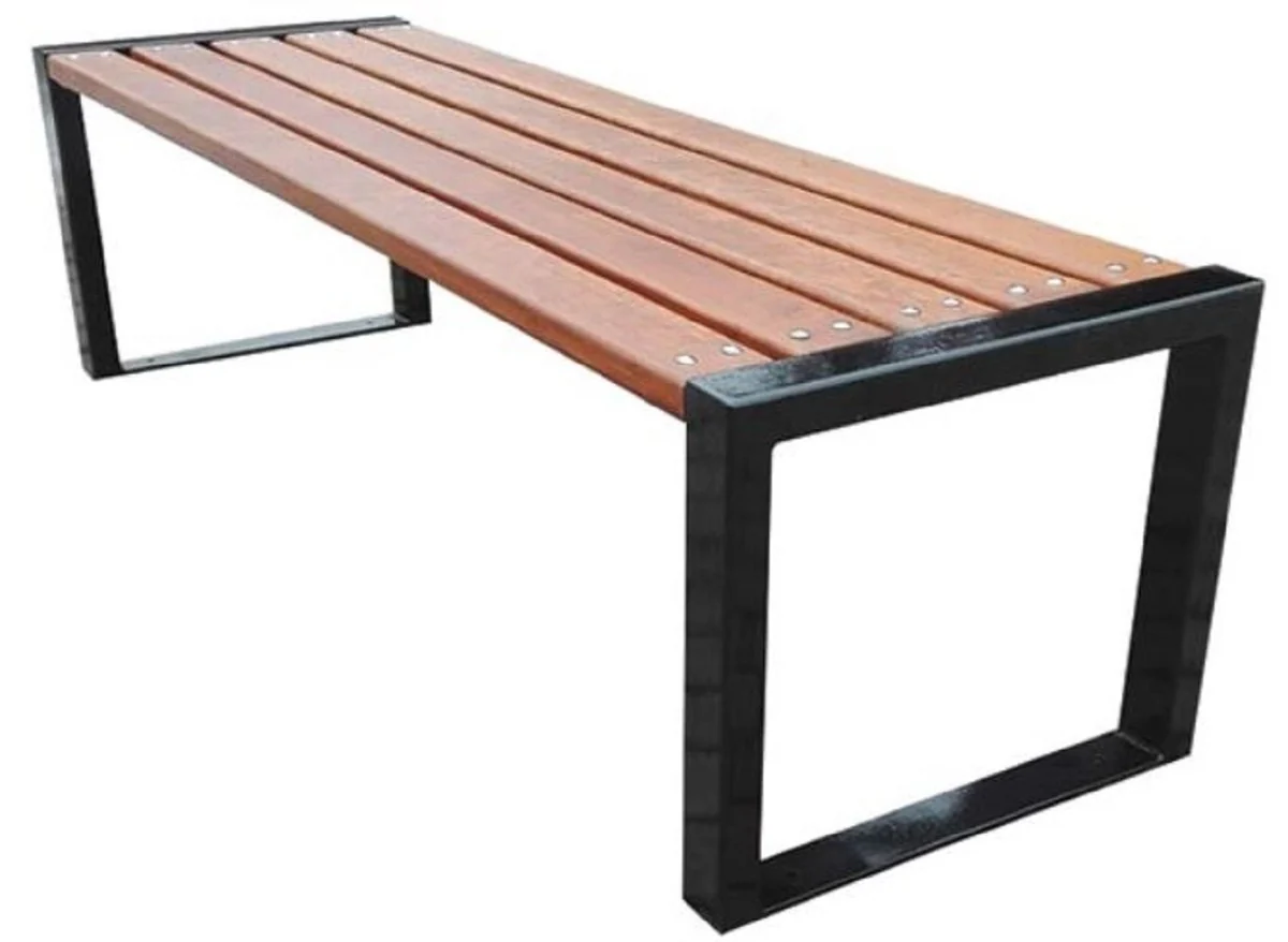 Casa Padrino banco de jardín de lujo marrón / negro 180 x 47 x H. 45 cm - Banco Moderno Sin Respaldo