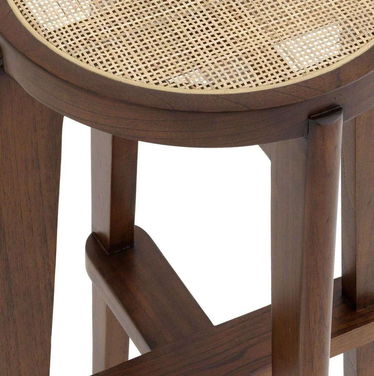 Casa Padrino taburete de bar de lujo marr¨®n / natural ? 44 x A. 76,5 cm - Taburete redondo de madera maciza - Muebles de Bar