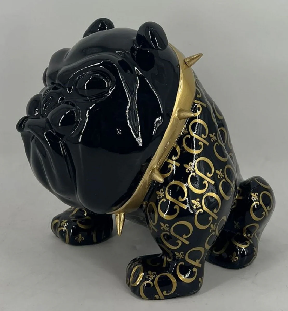 Casa Padrino figura decorativa de lujo perro bulldog negro / oro 20 cm - Escultura decorativa