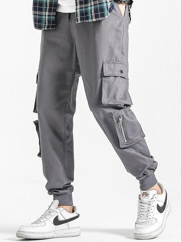 Drawstring Elastic Waist Cargo Joggers