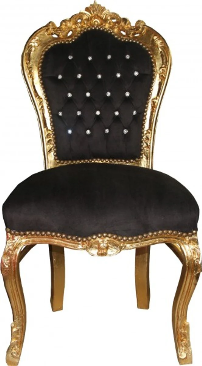 Casa Padrino barroco Cena Presidente Negro / oro con diamantes de imitaci¨®n Bling Bling - estilo antiguo Muebles - Edici¨®n Limitada