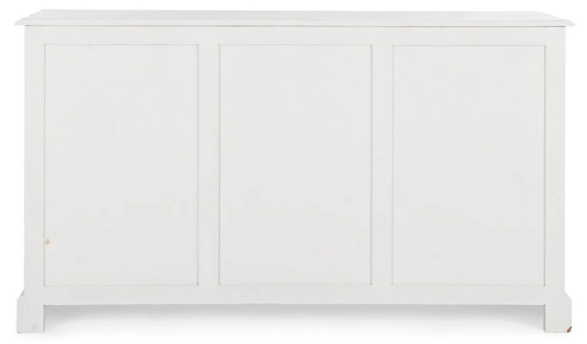 Casa Padrino aparador de estilo campestre blanco antiguo 145 x 40 x A. 85 cm - Armario de estilo campestre con 3 puertas y 5 cajones - Muebles de estilo campestre - Interiores de estilo campestre