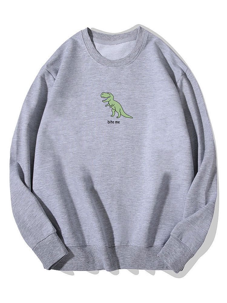 Cute Cartoon Dinosaur Print Cotton Sweatshirt