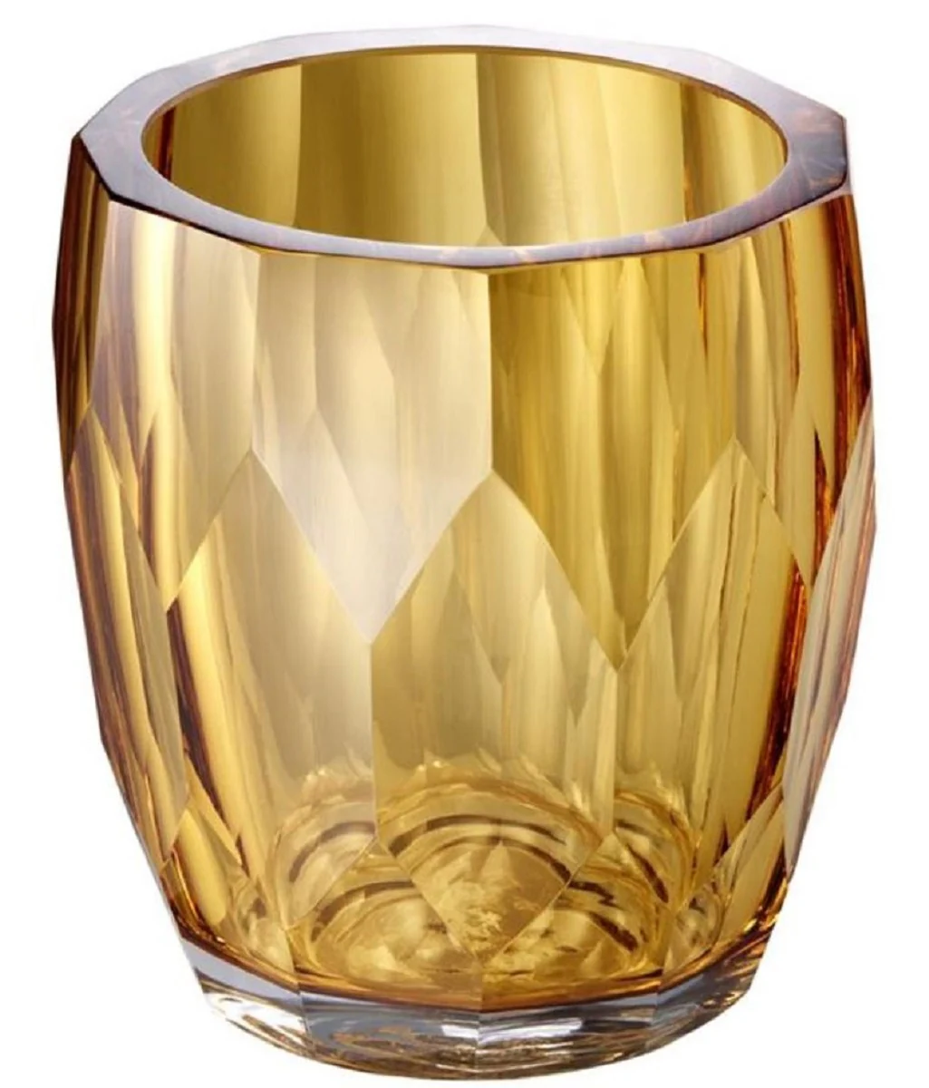 Casa Padrino jarrón de vidrio decorativo de lujo amarillo Ø 12 x H. 14 cm - Calidad de Lujo