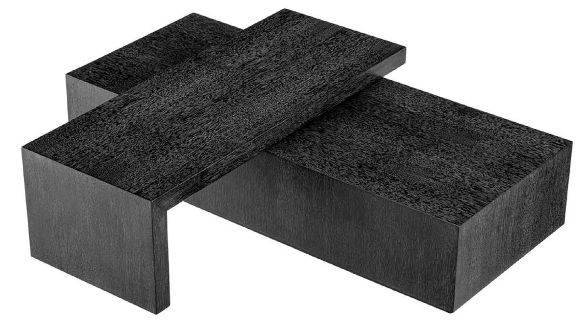 Casa Padrino mesa de centro de lujo negro gris - Mesa de sal¨®n de madera maciza con tablero giratorio - Muebles de sal¨®n - Muebles de hotel - Muebles de lujo